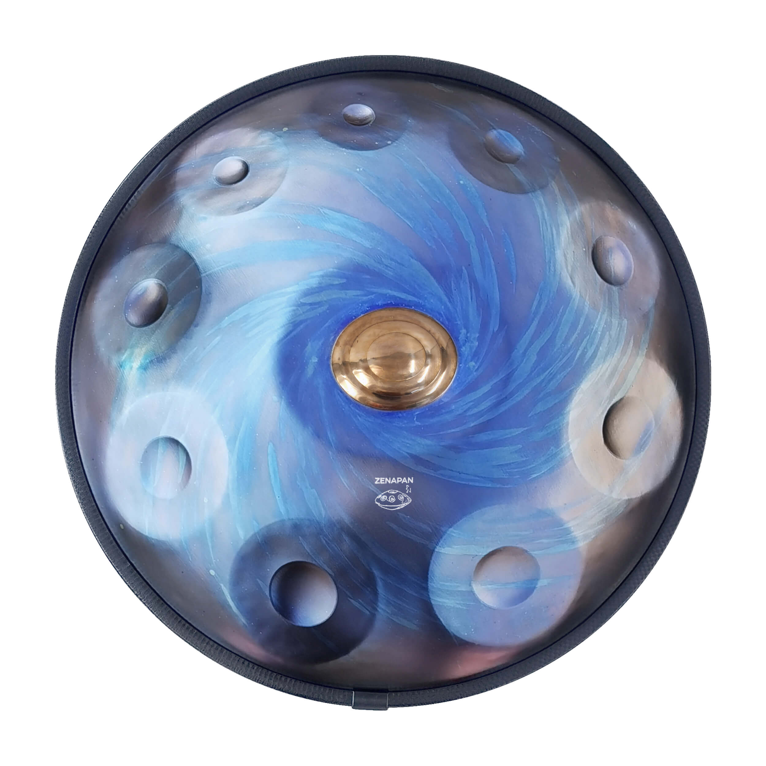 Handpan mit 10 Noten, blau - D-Moll, Frequenz 432 Hz, Frequenz 440 Hz, Hang Drum, blaue Farbe